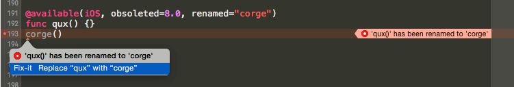 Swift renamed API availability annotation Annotating a Swift API as renamed
